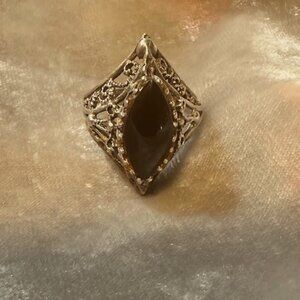 Black Obsidian Gemstone Ring 925 Silver Ring